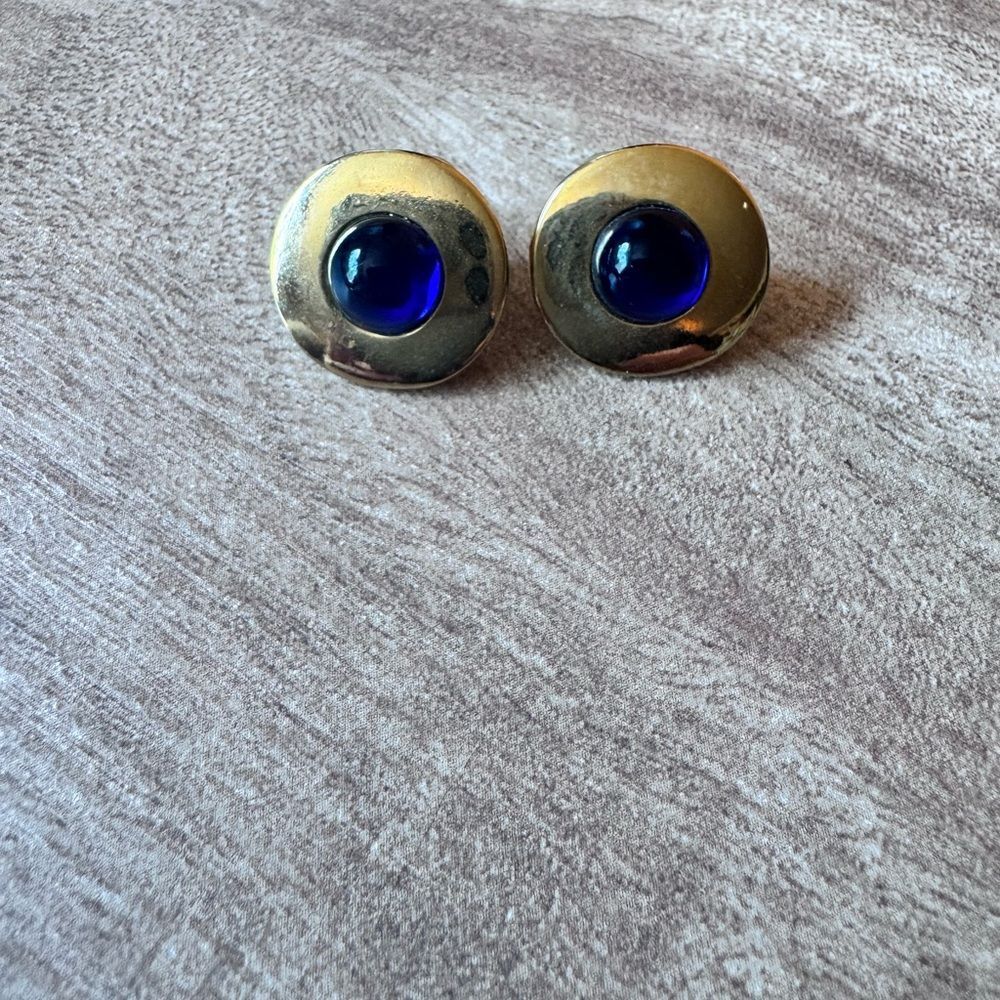 LCi Liz Claiborne  INC. Pierced  Earrings Blue Stone Vintage Classic